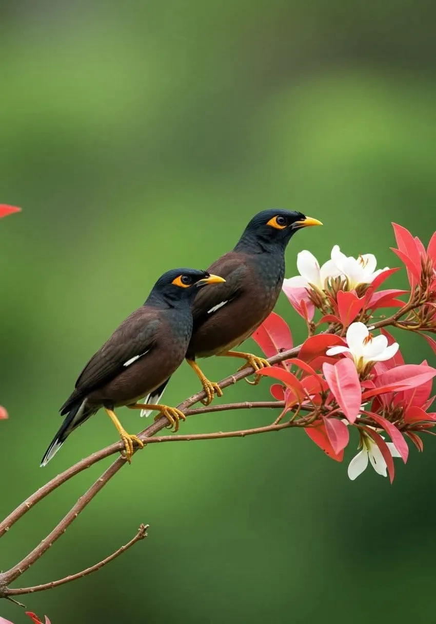 Chim sáo mỏ vàng nổi bật với màu sắc rực rỡ