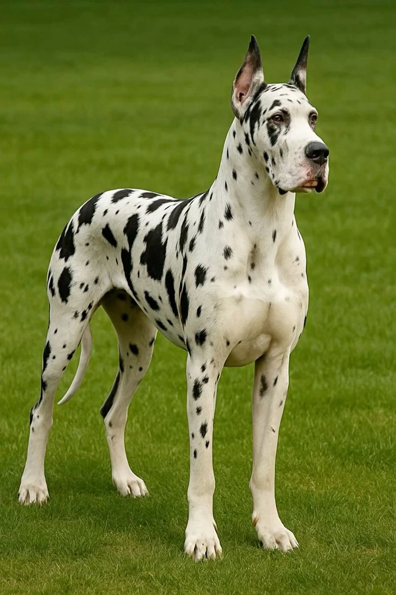 Tận hưởng niềm vui bên chó Great Dane màu đốm năng động